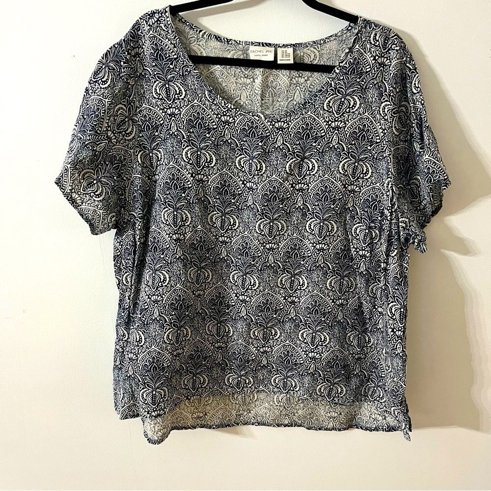Rachel Zoe 100% Linen Short Sleeve Blouse Top Women’s Size 2X